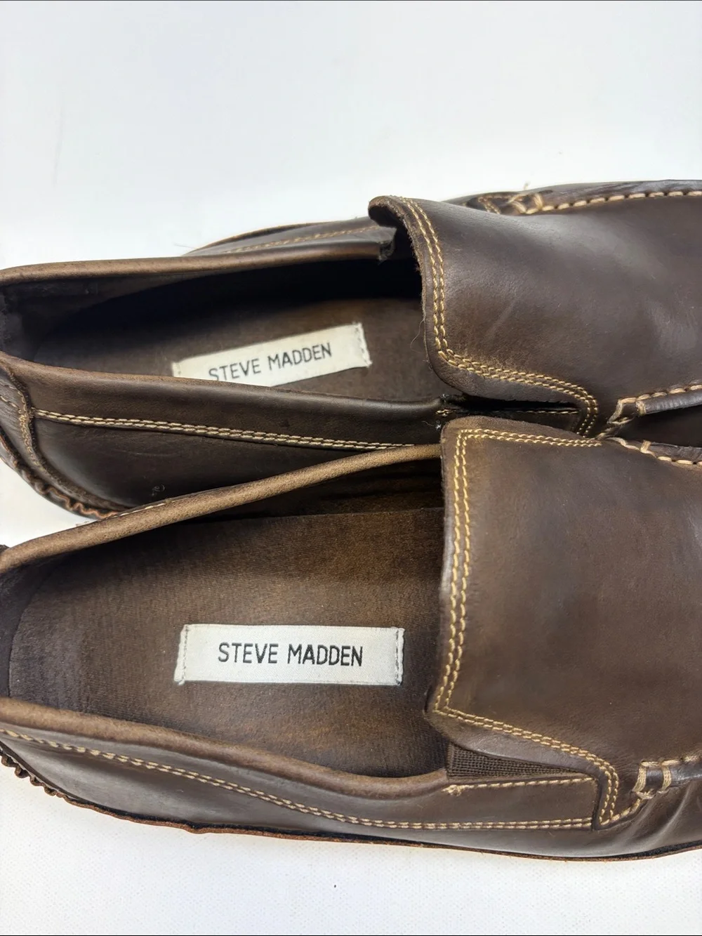 STEVE MADDEN ROCKKIT MENS SIZE 10 BROWN LEATHER LOAFERS SLIP ON DRIVING SHOES
